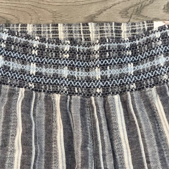 Rewash Smoked Wide Leg Pants Size L Linen Blend Pull On Striped Summer Beach - Picture 13 of 16